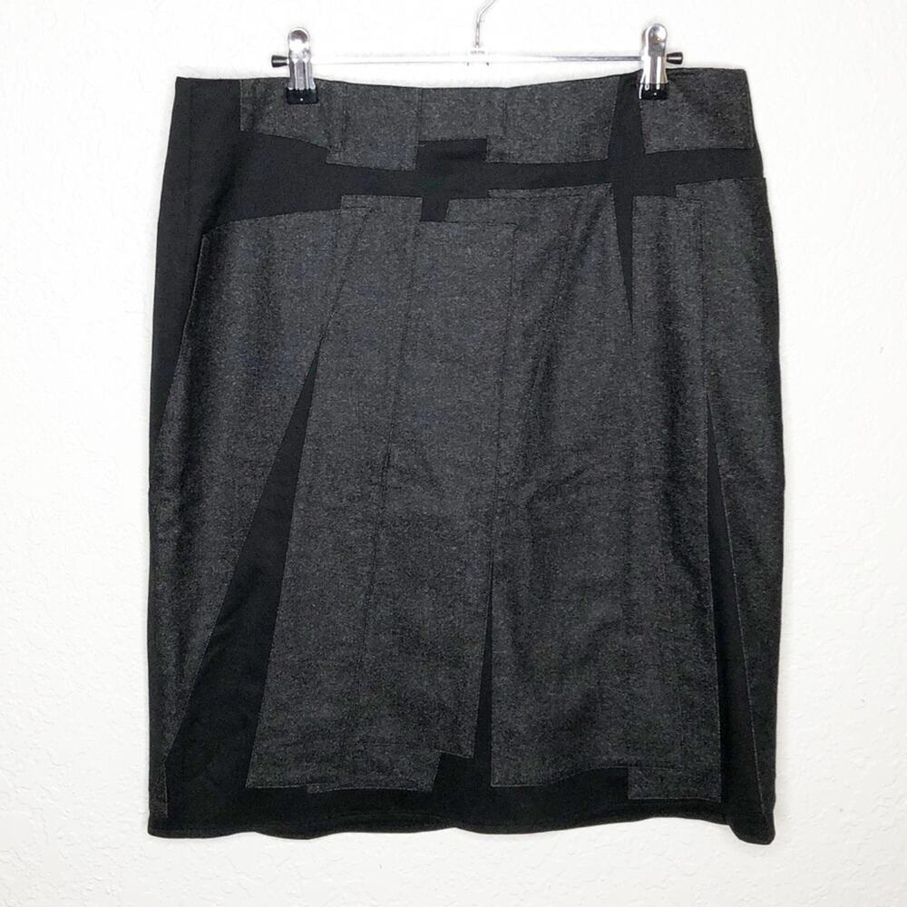 Cividini black gray geometric design wool skirt size IT 46 or US 10